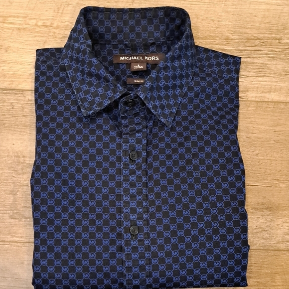 Michael Kors Blue Casual Button Down Shirt - Picture 3 of 3